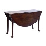 George III mahogany oval two flap pad foot dining table, 120cm wide Condition: 129cm long when