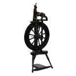 Antique oak beech and pine spinning wheel, 93.25cm high Condition: Please see extra images and