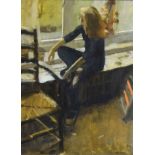 Ken Howard (b.1932) - Oil on canvas - Dora In The Artist's Studio, signed, 39.5cm x 29.5cm A.R.