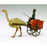 Toys - Lehmann tin plate 'Africa' postal cart, 19.5cm long Condition: The mechanism does not work to