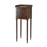 19th Century mahogany tray top pot cupboard standing on bobbin turned supports, 33cm wide Condition: