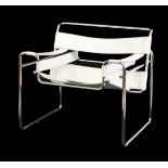 Reproduction Wassily or B3 chair, after an original design by Marcel Breuer, tubular chrome frame