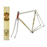 Paragon (Andy Bone maker) of Nottingham Reynolds 531 steel racing cycle frame in white with red