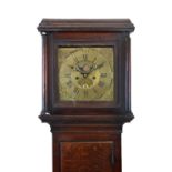 George III oak longcase clock by John Morgan of Bristol, the hood with stepped cornice, square