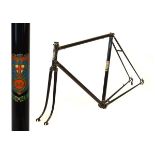 Hetchins steel racing cycle frame in black with gold painted highlights to the ornate lugwork,