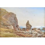 Manner of John Brett - Oil on board - A rocky coastal view, unsigned, 24.5cm x 35.5cm Condition: