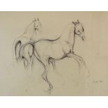 Sunil Das (Indian b.1939) - Charcoal - Study of two horses, signed, 54cm x 72.5cm Condition: