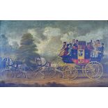 19th Century English School - Oil on canvas - The West Country Mail Coach, the coach laden with