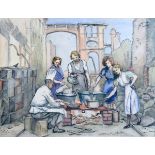 Norma Bull (1906-1980) - Watercolour - The Blitz Kitchen, Bristol Nov 1940. As set up by Jones &