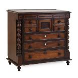 Victorian miniature mahogany Scottish style chest of four long drawers, the upper drawer fitted five