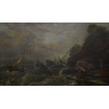 Manner of Claude Joseph Vernet - Oil on panel - The Shipwreck, unsigned, attribution label to frame,