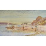 John Miller Marshall (fl.1880-1925) - Watercolour - Estuary scene with fishermen and trawl nets,