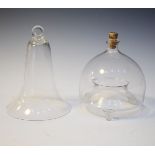 19th Century clear glass wasp trap, together with a similar smoke dome Condition: