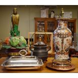 Two decorative table lamps, silver plated entrée dish etc Condition: