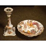 Modern Royal Crown Derby candlestick decorated with the Olde Avesbury pattern, together with a