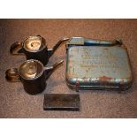 Vintage Eversure petrol can and two oil cans Condition: