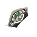 Charles Horner silver brooch set oval cabochon seaweed agate Condition: