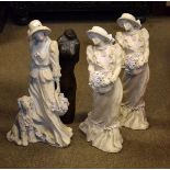 Three Austin Productions cast plaster figures of fashionable ladies after Alice Heath, together with