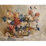 A.O'Brien - Oil on board - Still-life of flowers in a bowl, framed Condition: