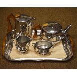 Picquot Ware four piece tea service with tray Condition: