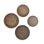 Coins - 2 x Edward VII crowns 1902, Edward VII half-crown 1902 and Edward VII florin 1902 Condition: