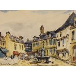 Rene Le Forestier - Two watercolours - French street scenes, each signed, framed and glazed