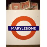 Railways/London Underground Interest - Marylebone Underground enamel sign, 64cm x 64cm together with