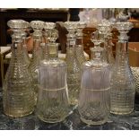 Collection of 20th Century moulded glass decanters Condition: