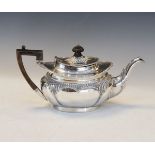 Victorian silver boat shaped teapot with ebonised handle and knop, Sheffield 1898 Condition: