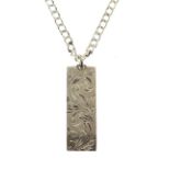 Engraved silver ingot pendant on a filed curb link chain Condition: