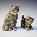 Two Winstanley figures of silver tabby kittens, 11cm and 18cm high Condition: