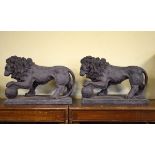 Pair of reproduction resin figures of lions Condition: