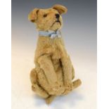 Vintage gold mohair soft toy formed as a seated dog Condition: