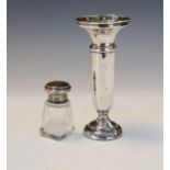 George V silver spill vase, Chester 1923 and a George VI silver top table scent bottle, Birmingham