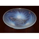 Etling opalescent blue glass bowl having stylised foliate decoration Condition: