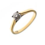 18ct gold 'Leo' cut solitaire diamond ring, Size M½, in presentation case with International