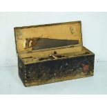 Vintage tool box containing various carpentry tools Condition: