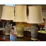 Three large modern Chinese style table lamps with shades Condition: