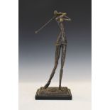 Modern bronze figure of a lady golfer Condition: