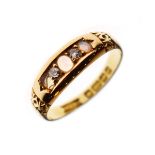 18ct gold diamond and opal set dress ring, size O Condition: