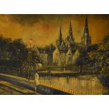 20th Century English School - Lichfield Cathedral, unsigned, framed Condition:
