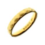 22ct gold engraved wedding band, size M½ Condition: