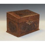 Early 20th Century tooled leather bound slope front stationery box Condition: