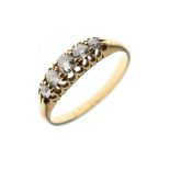 9ct gold five stone diamond ring, size O Condition: