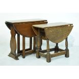 Two 20th Century oak oval drop leaf coffee tables Condition: