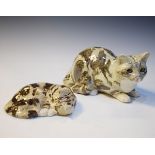 Two Winstanley figures of silver tabby cats, 18cm and 28cm long Condition: