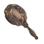 George V silver Art Nouveau design hand mirror, in original cardboard box Condition: