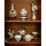 Small quantity of decorative Oriental porcelain etc (two shelves) Condition: