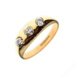 18ct gold dress ring set three graduated diamonds, size T½ Condition:
