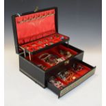 Large quantity of costume jewellery in a modern leather effect jewellery box Condition: